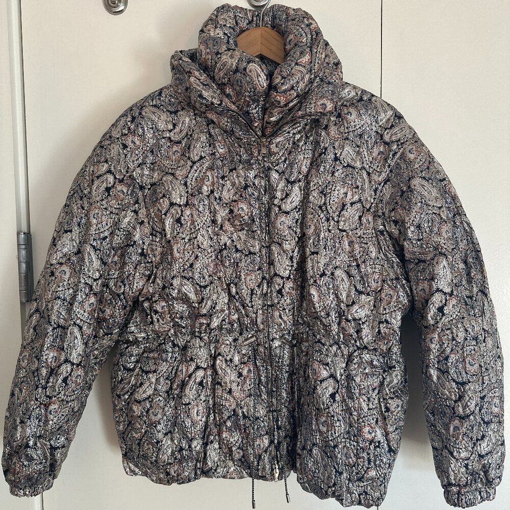 ★ Worn Once! ★ Isabel Marant Calvin Metallic Paisley Puffer Jacket - Picture 6 of 8